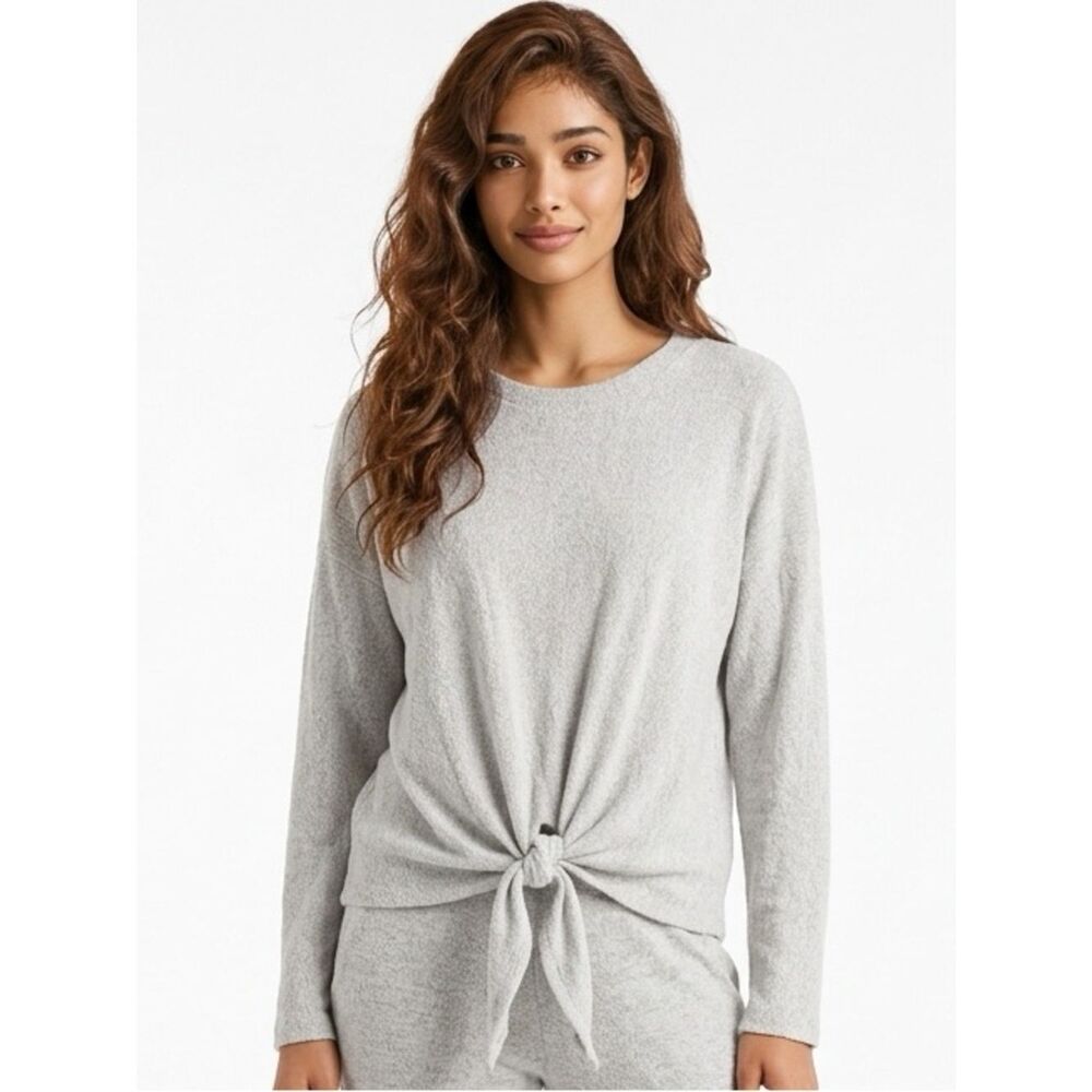 LUMIERE | Light Gray Tie-Front Top Women’s Size Medium